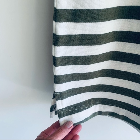 COOP by Frelise Cooper Khaki White Stripe Knee Length T Shirt Dress Women's SM - Picture 5 of 16